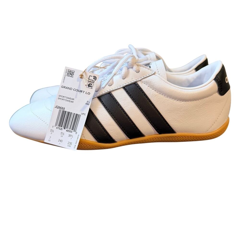 Adidas Women's Grand Court Lo 'White Black Gum' Shoes JQ9688 Size 7 NWT
